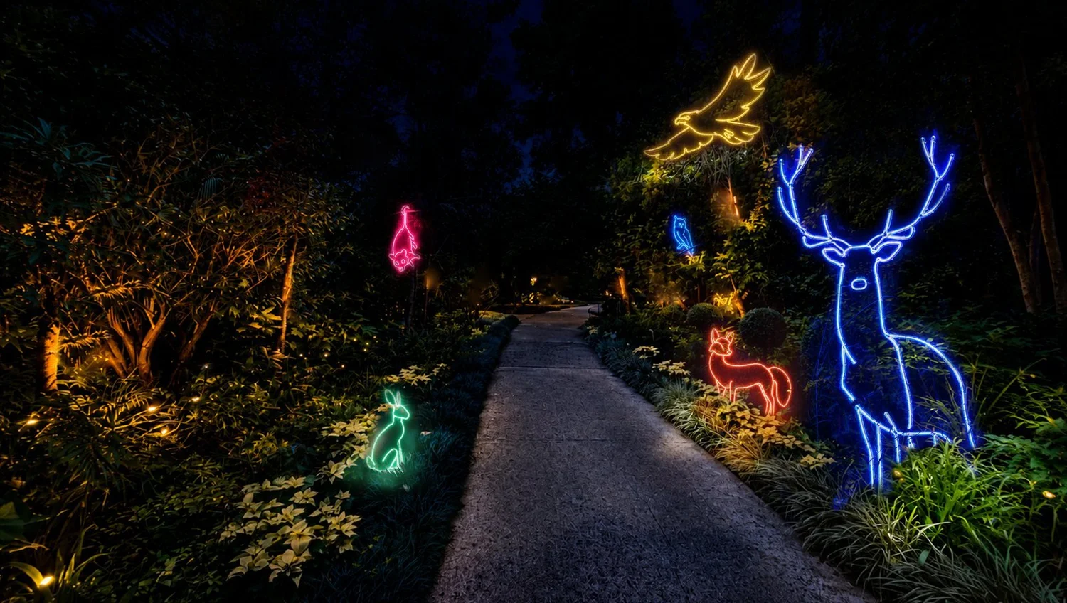 Forest Souls, glowing light animals among the trees