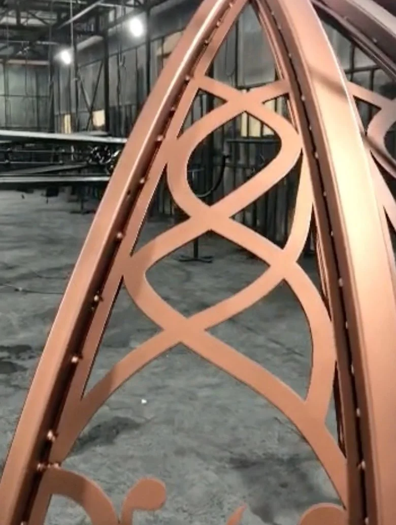 Close view of the warm antiqued finish applied to the lamp frame