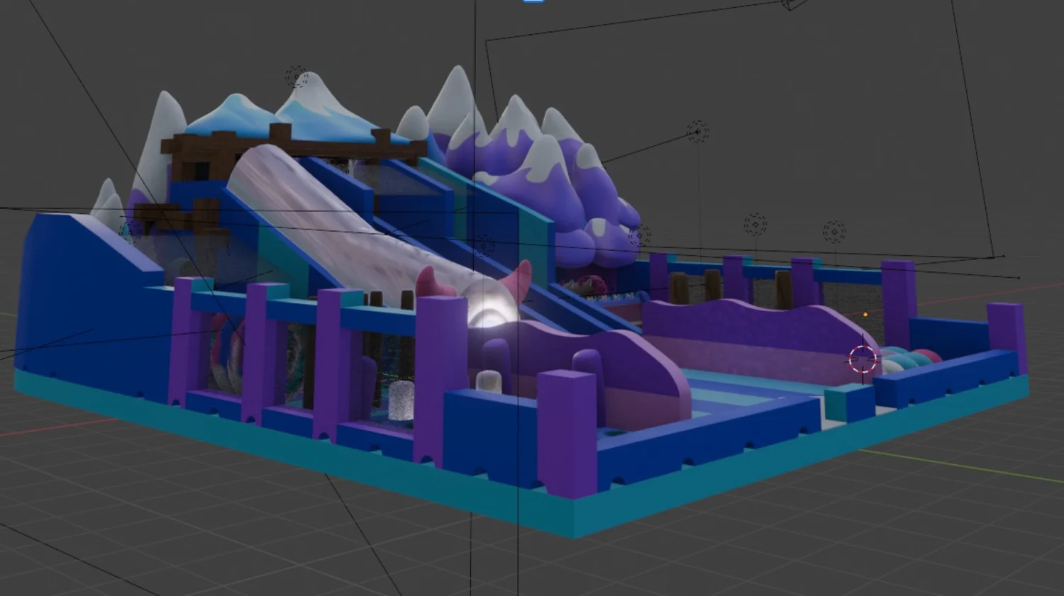 Full-color perspective rendering of the complete Yeti Mine Adventure