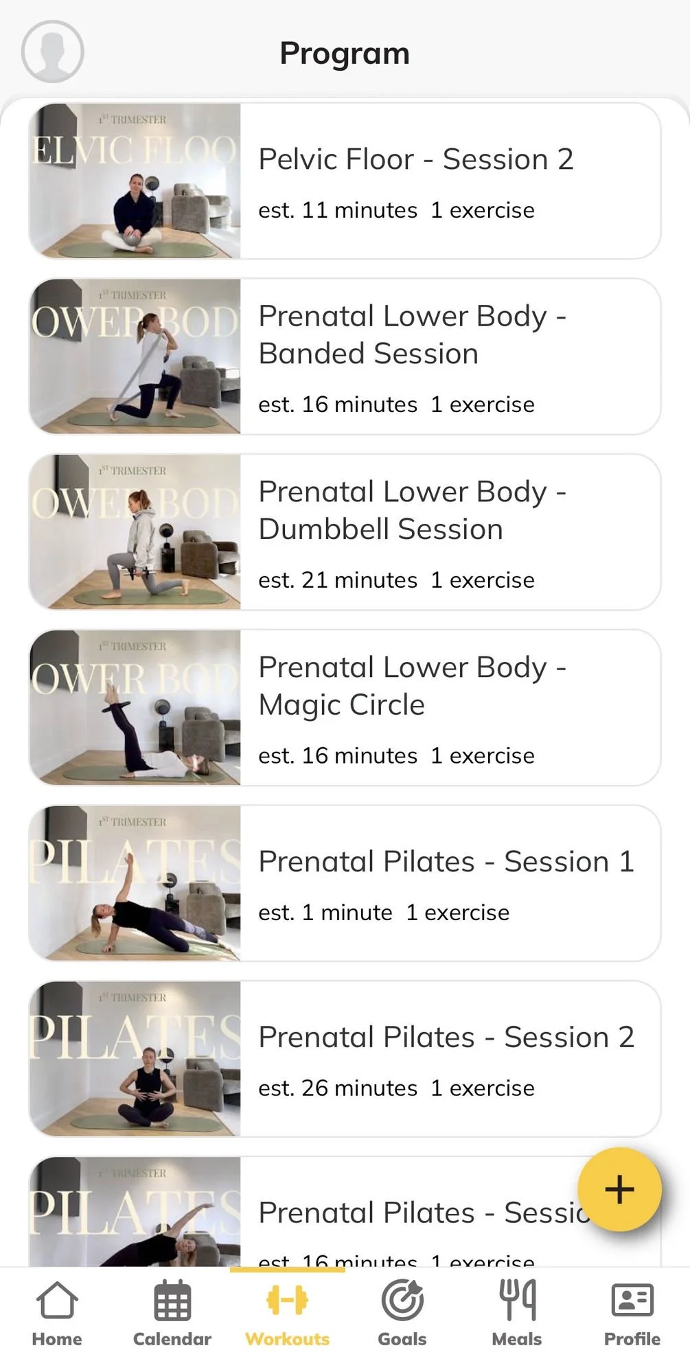 Trainerize workout list