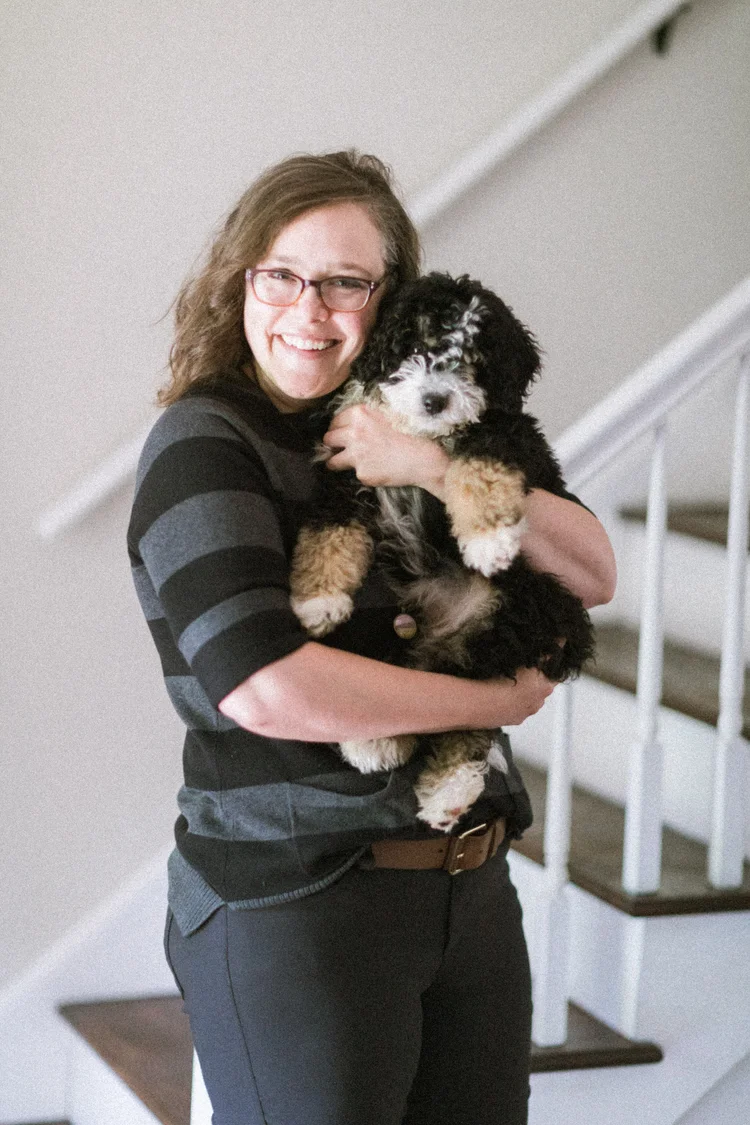 Guardian home family with Stokeshire companion dog