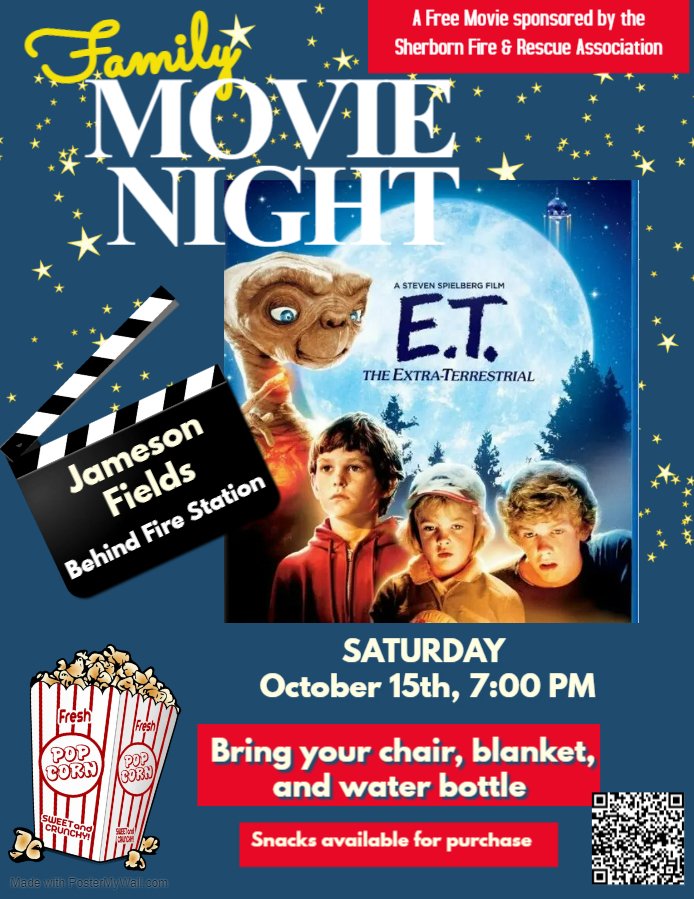 Sherborn Fire Department Family Movie Night Flyer