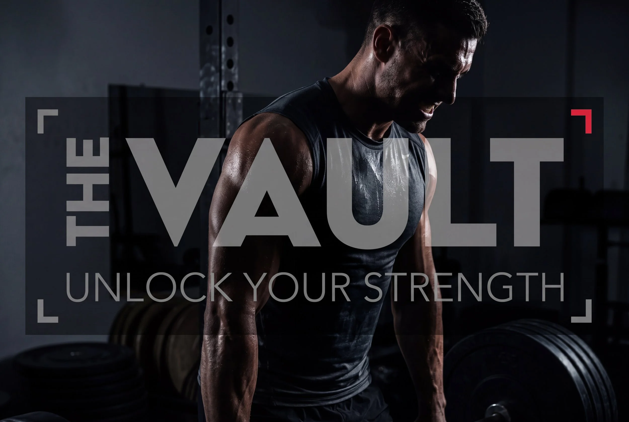 The Vault at VRTX sub-brand logo design by John August Design, brand extension for a Missoula gym