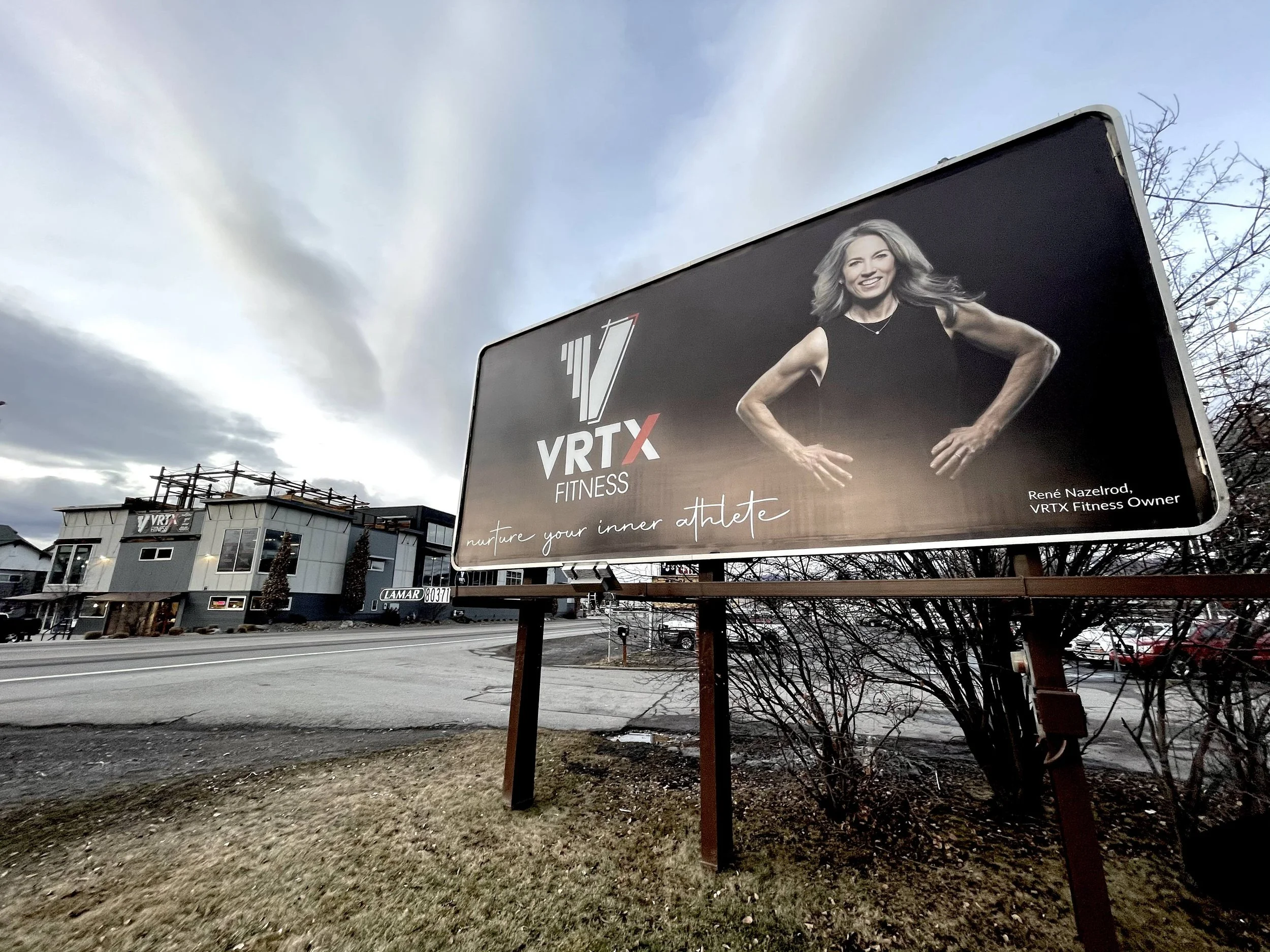 VRTX Fitness billboard live across the street from the gym