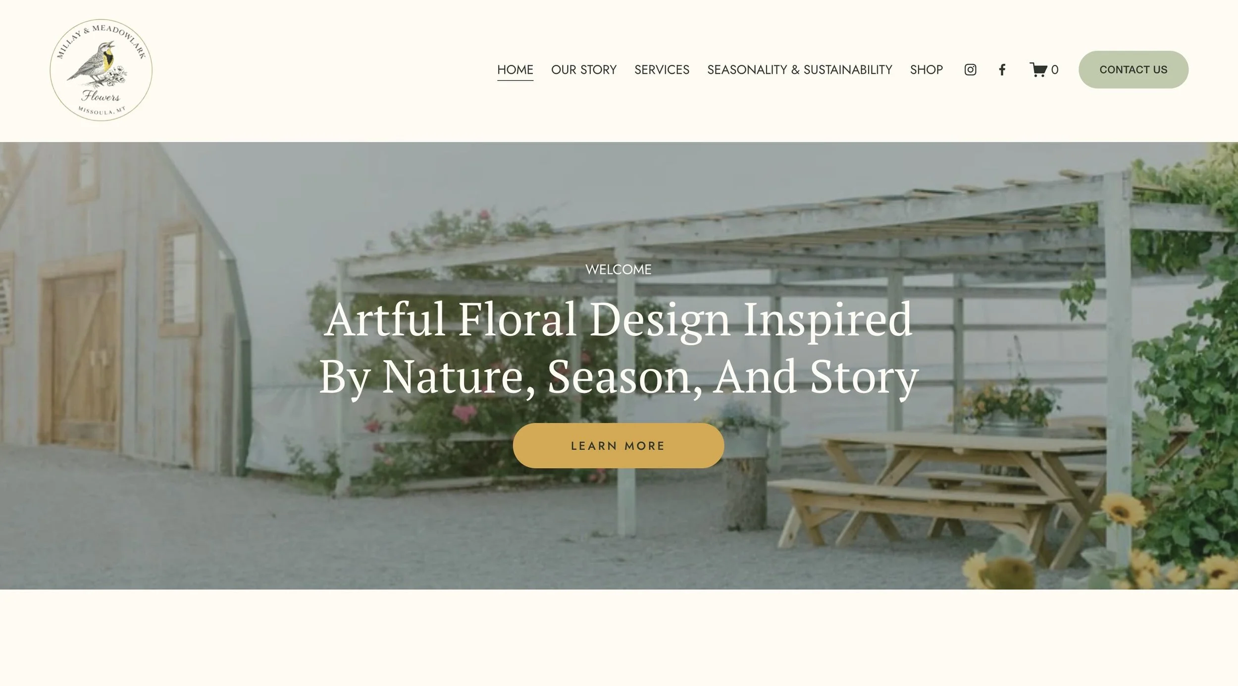 Millay and Meadowlark flower farm website