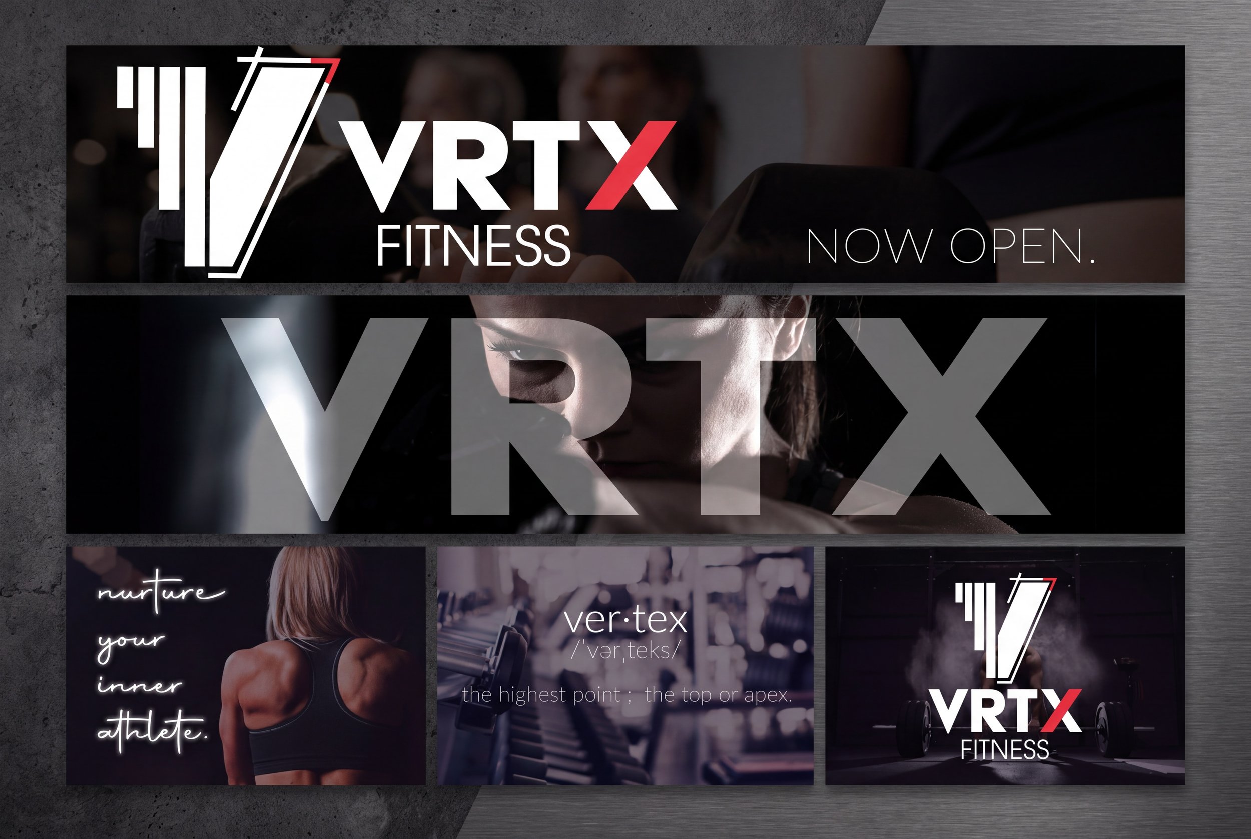 VRTX Fitness brand design and logo design case study by John August Design in Missoula, Montana