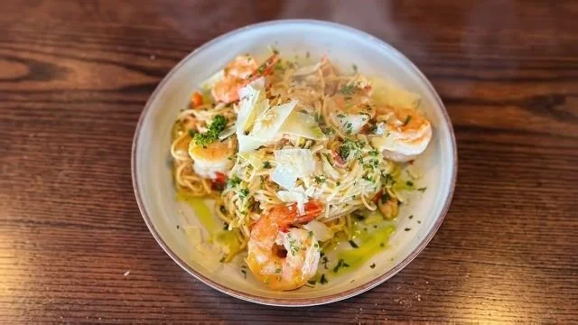 A seafood pasta dish featured by Riley’s by the Sea