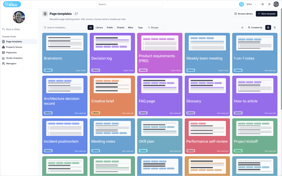 Template Studio in Huddo Wikis