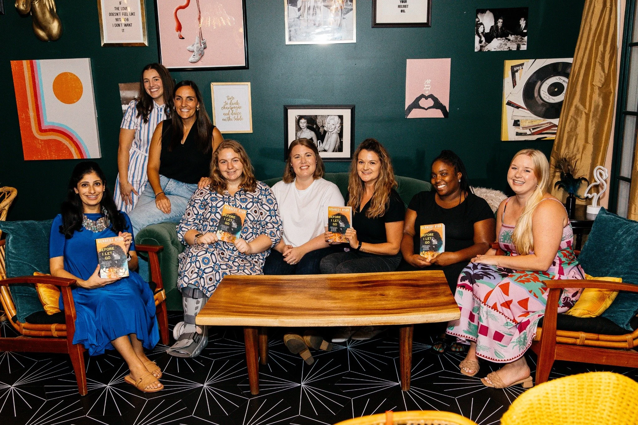 A group of friends gathered for a book club event at Hen House