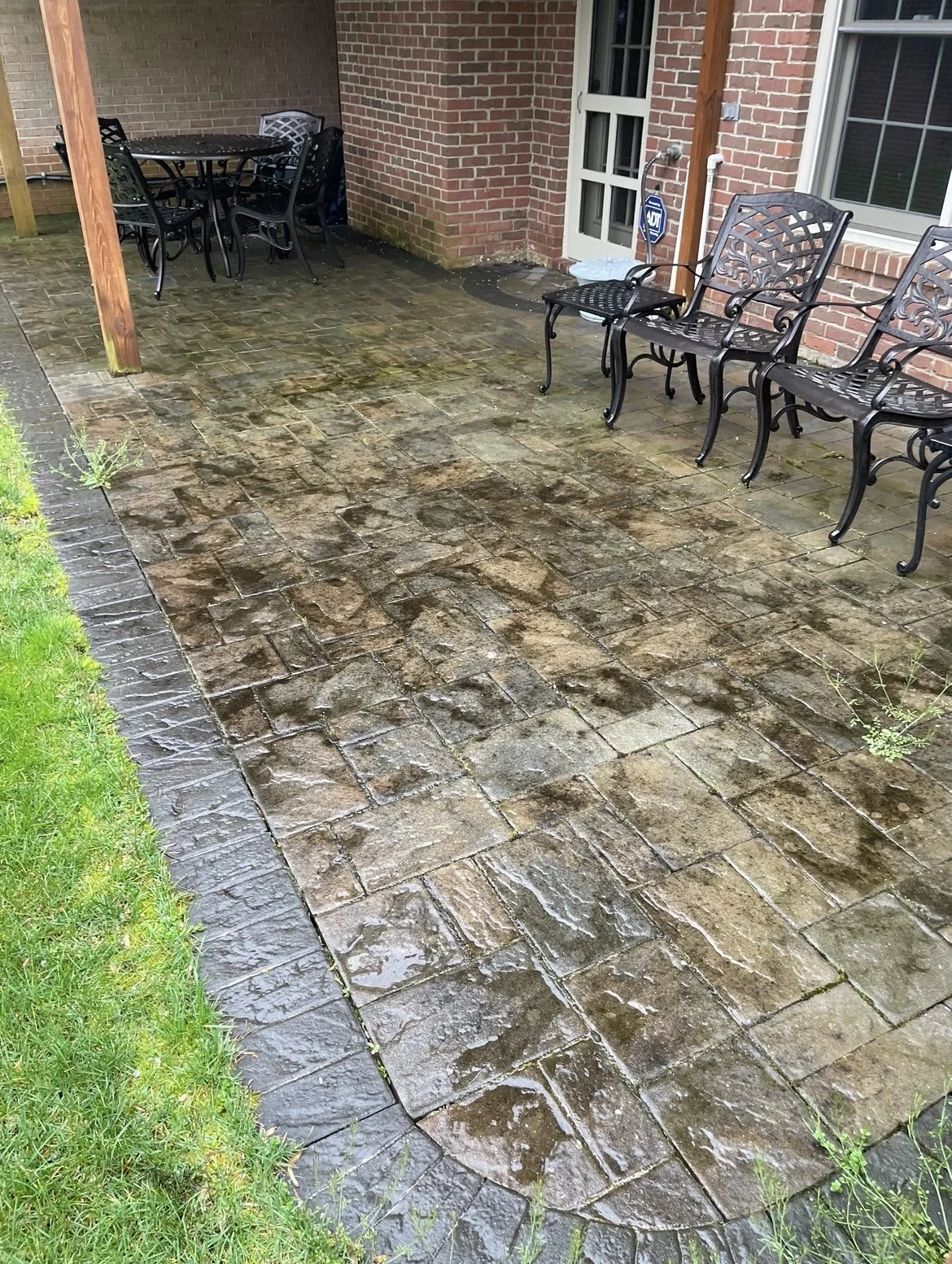 Patio before Bowie MD slippery algae dangerous