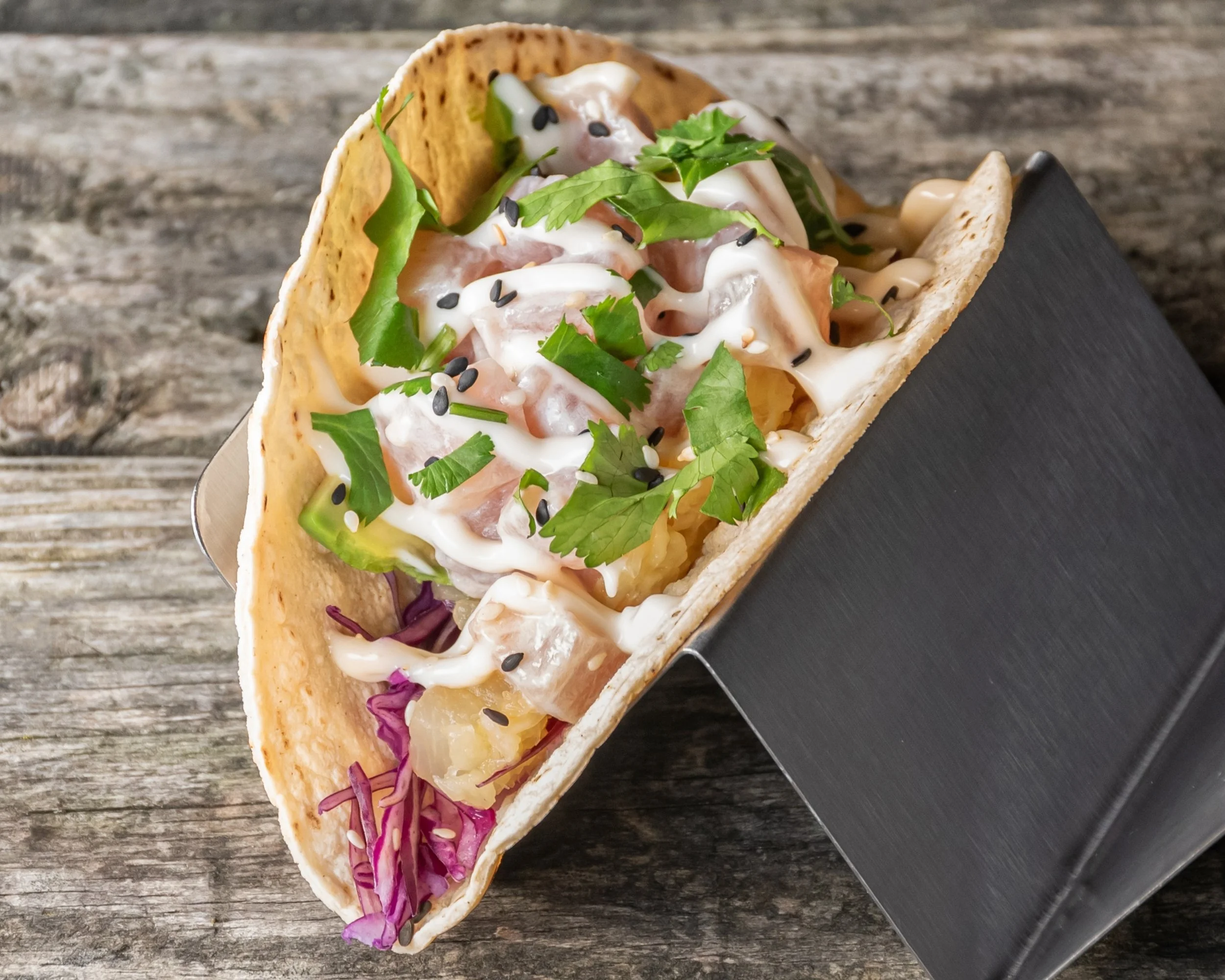 Coconut and lime ceviche taco