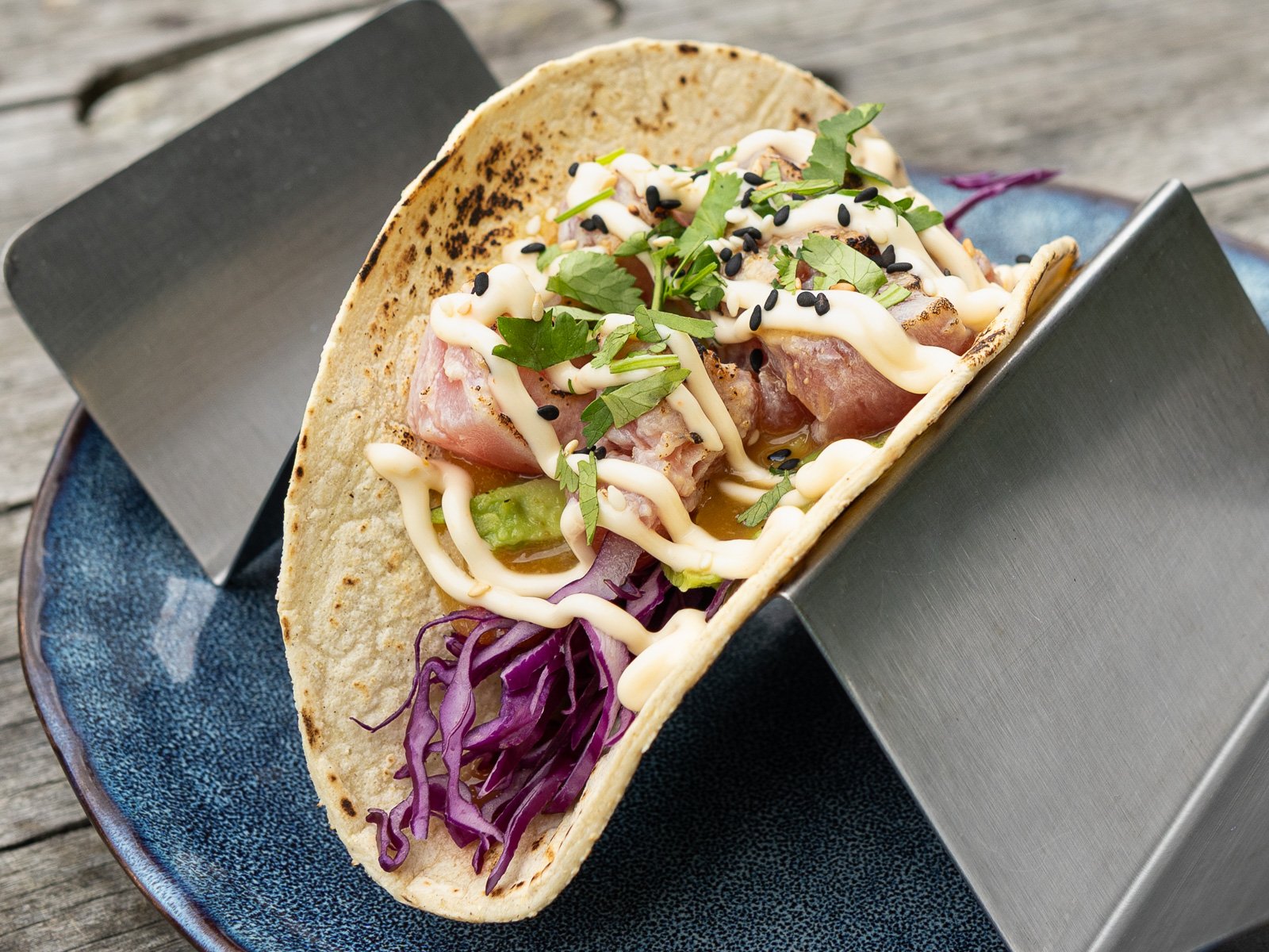 torched miso glazed aburi taco