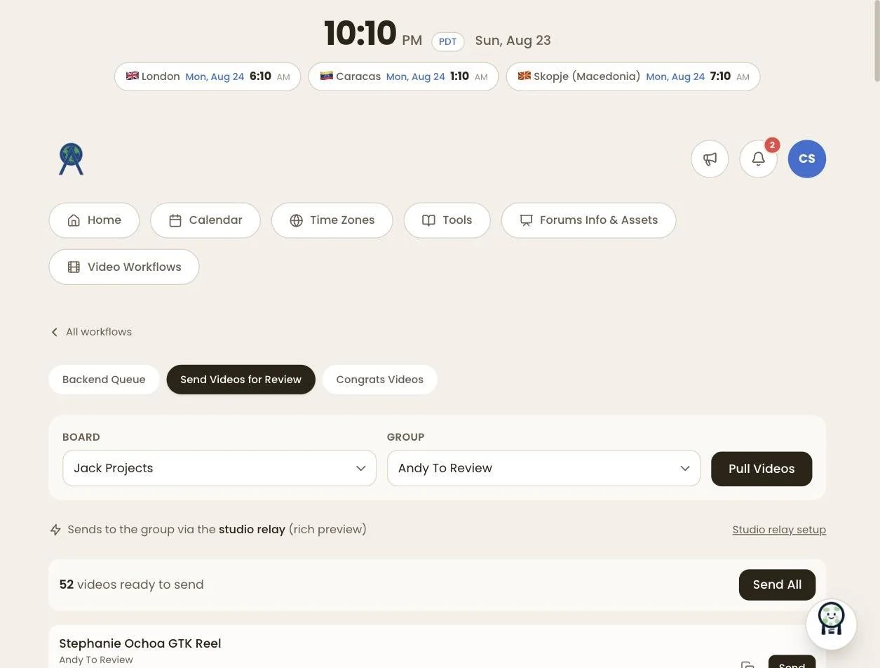 Review Queue - board and group selection with send all