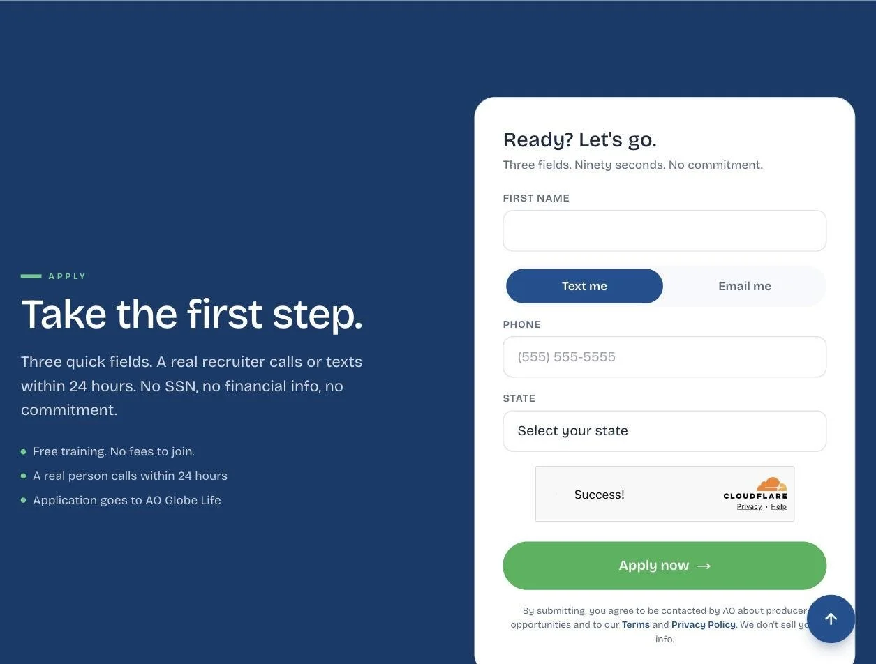 Recruiting funnel - application form