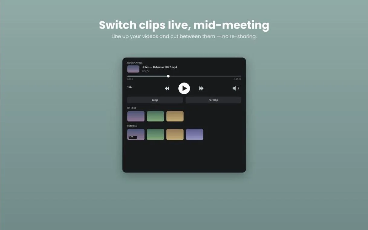 Sidewing - switch clips live mid-meeting
