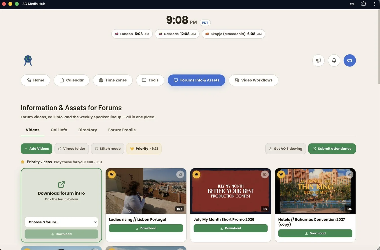 Media Hub - forum info and assets