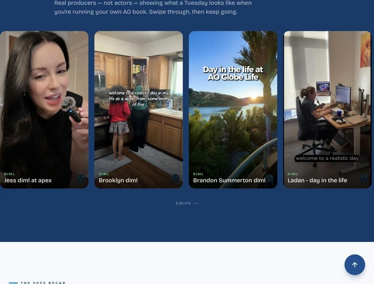 Recruiting funnel - day in the life video wall
