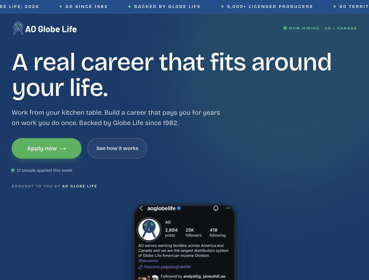 Recruiting funnel - landing page hero