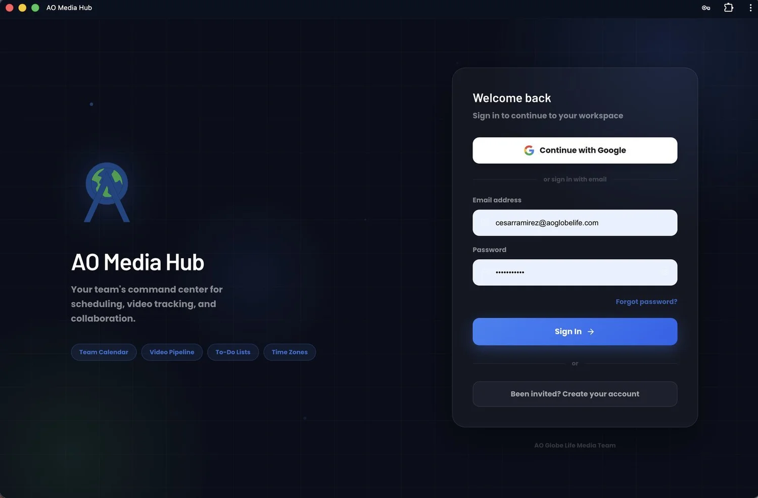 Media Hub - sign-in