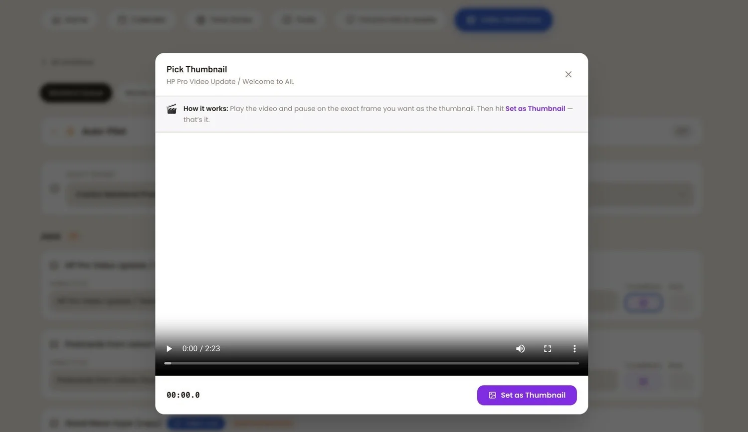 Backend Queue - thumbnail picker