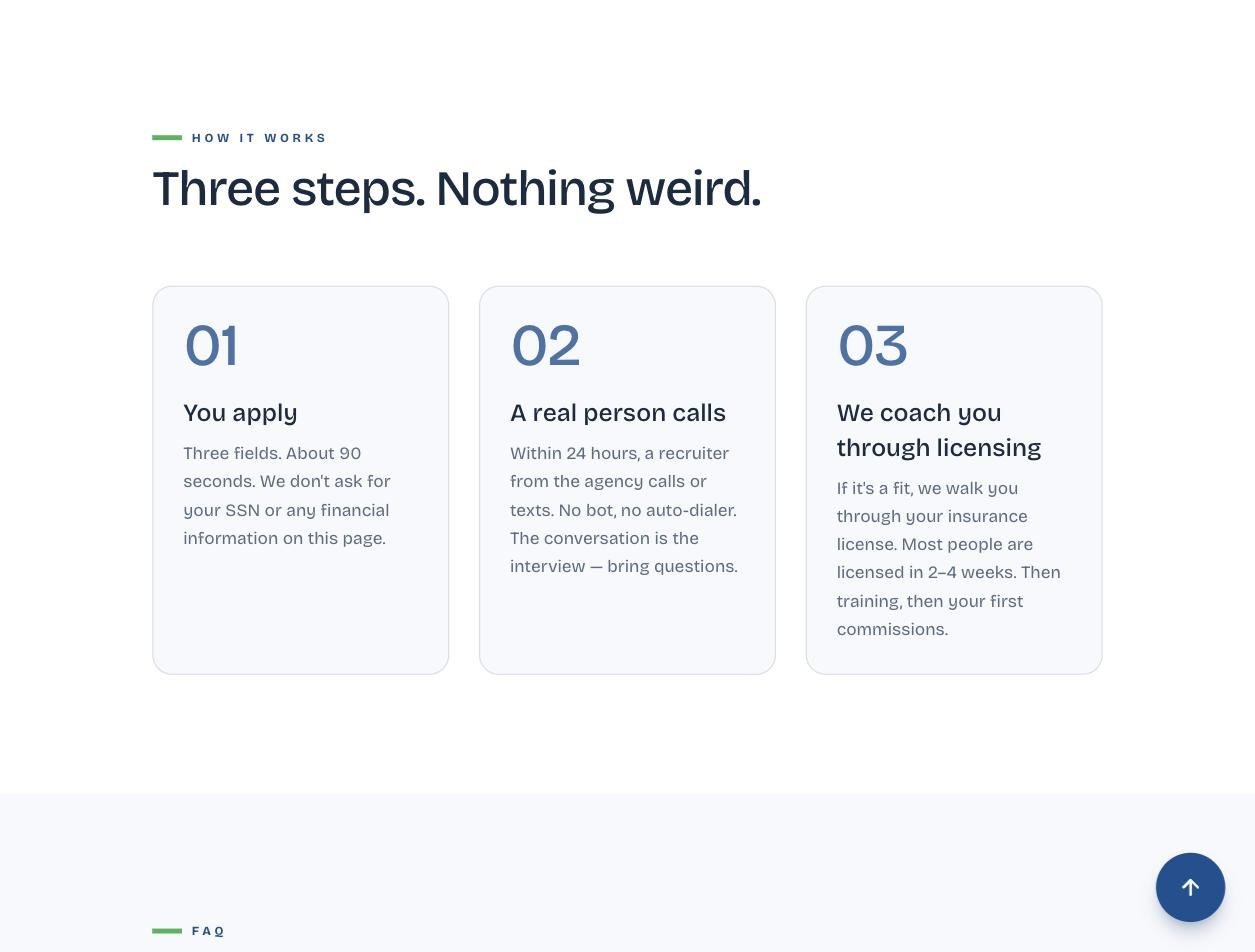 Recruiting funnel - three step process
