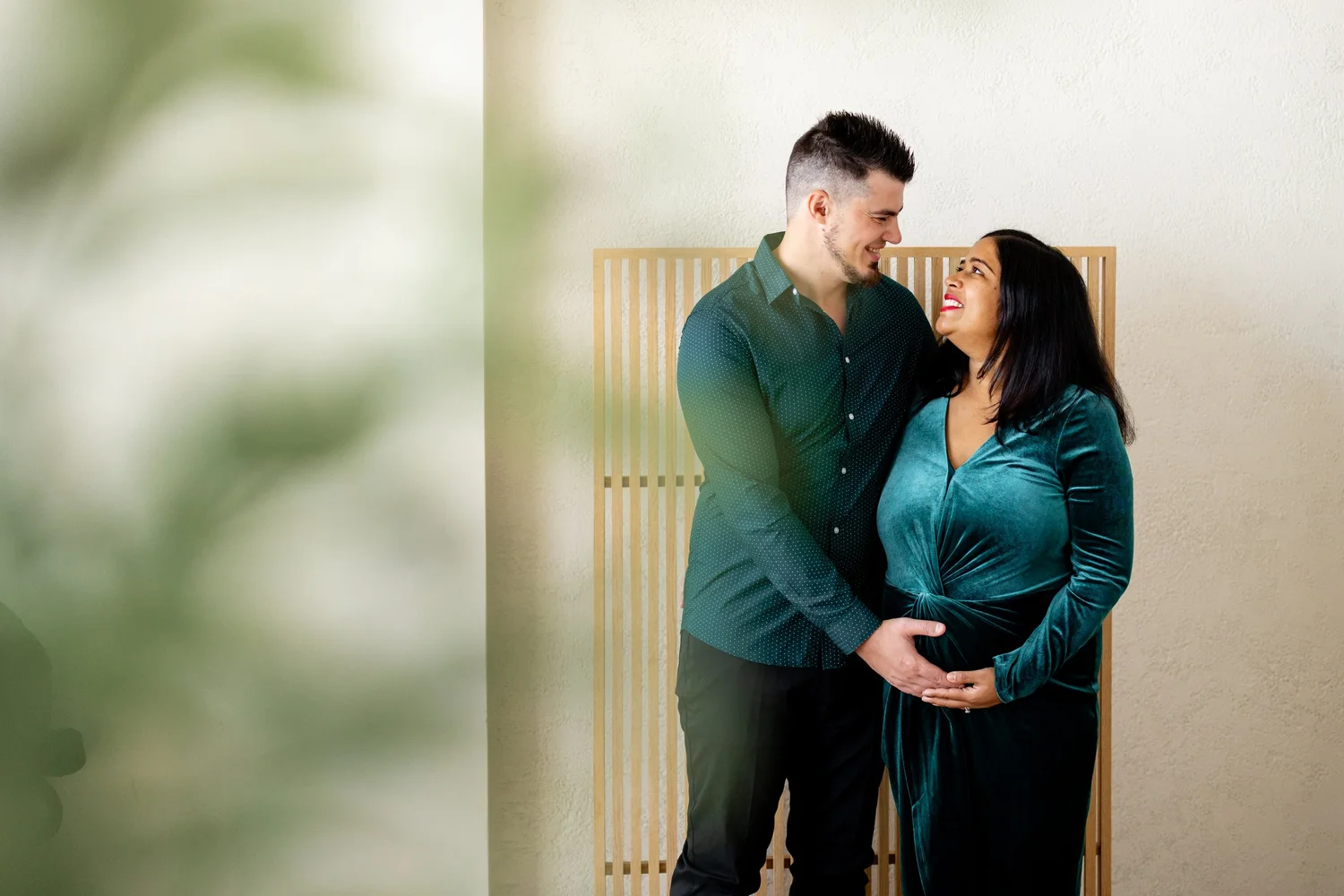 Expectant couple photographed together in Toronto