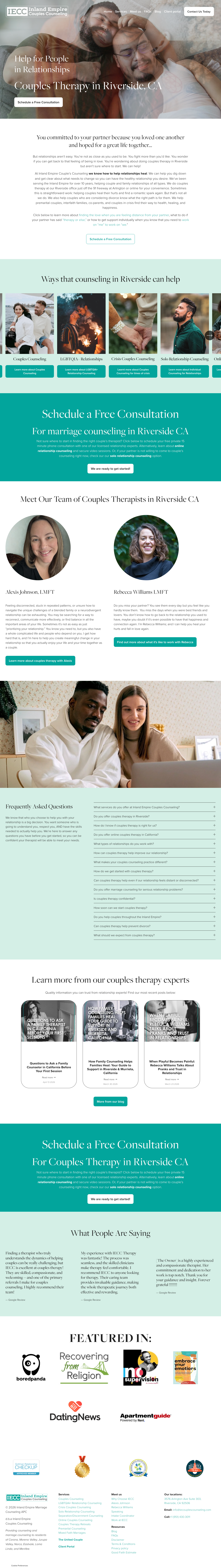 IE Couples Counseling website built in Business School for Therapists