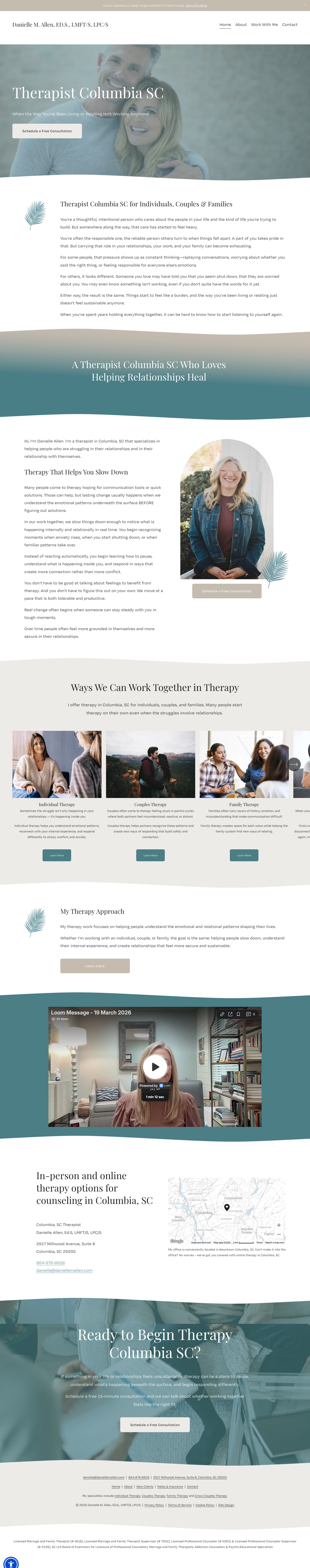 Danielle Allen therapy website built in Business School for Therapists