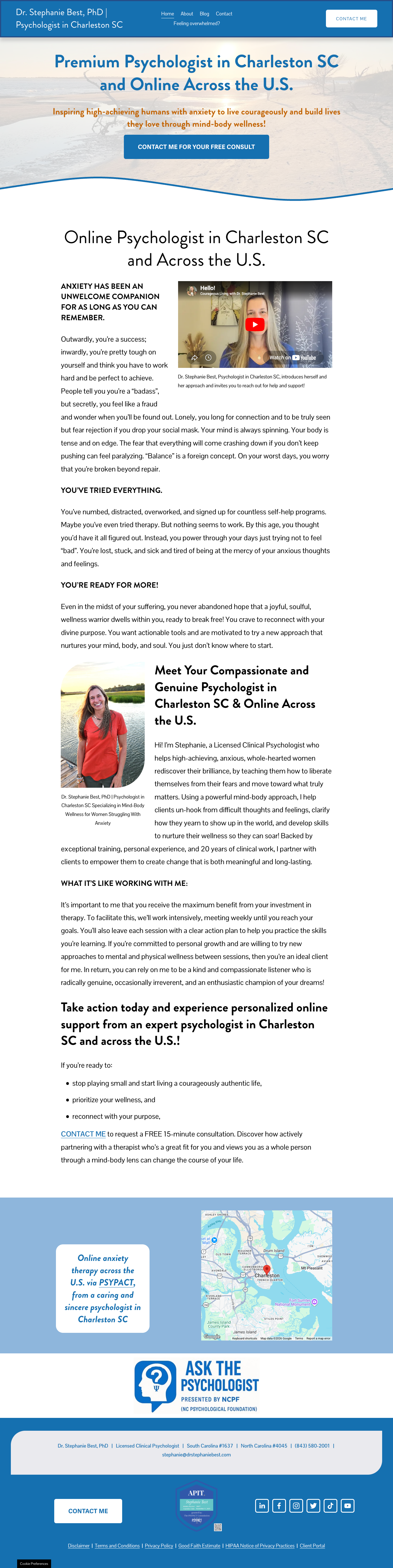 Dr. Stephanie Best therapy website built in Business School for Therapists