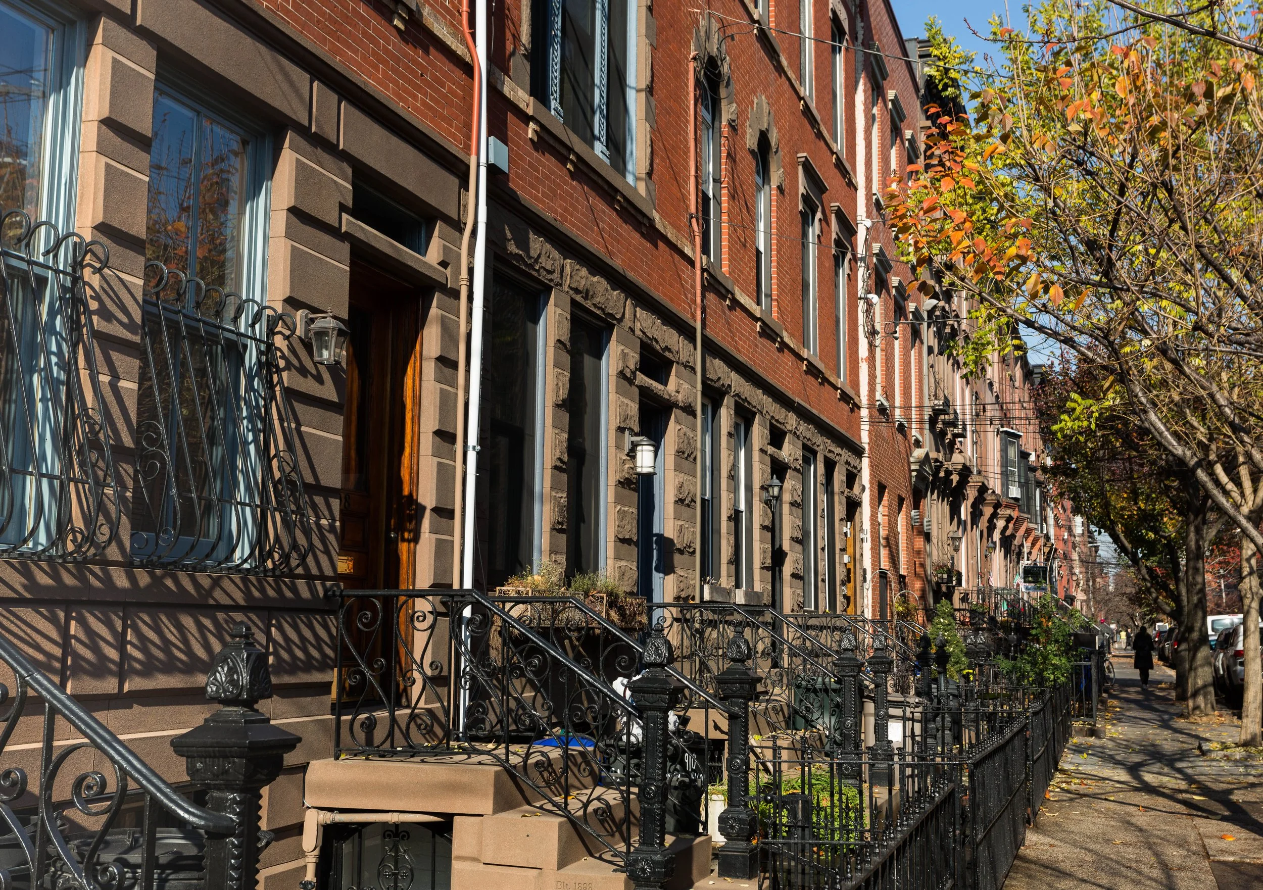Historic brownstone block in Hoboken NJ
