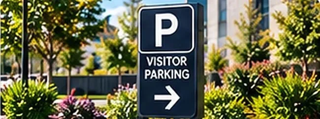 Visitor parking sign at a residential property