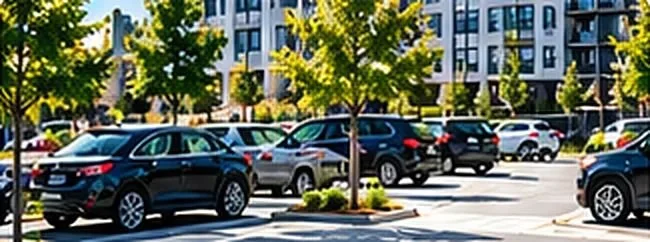 Cars parked in a managed residential lot