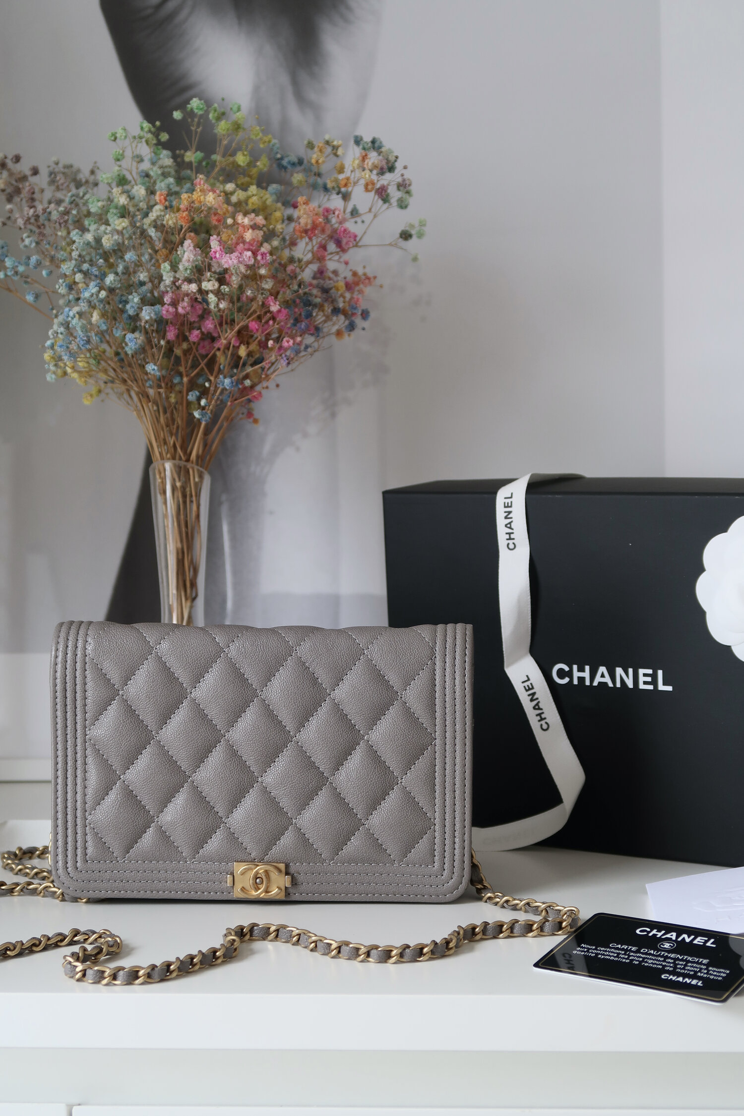 Chanel Quilted Boy WOC Grey — Blaise Ruby Loves