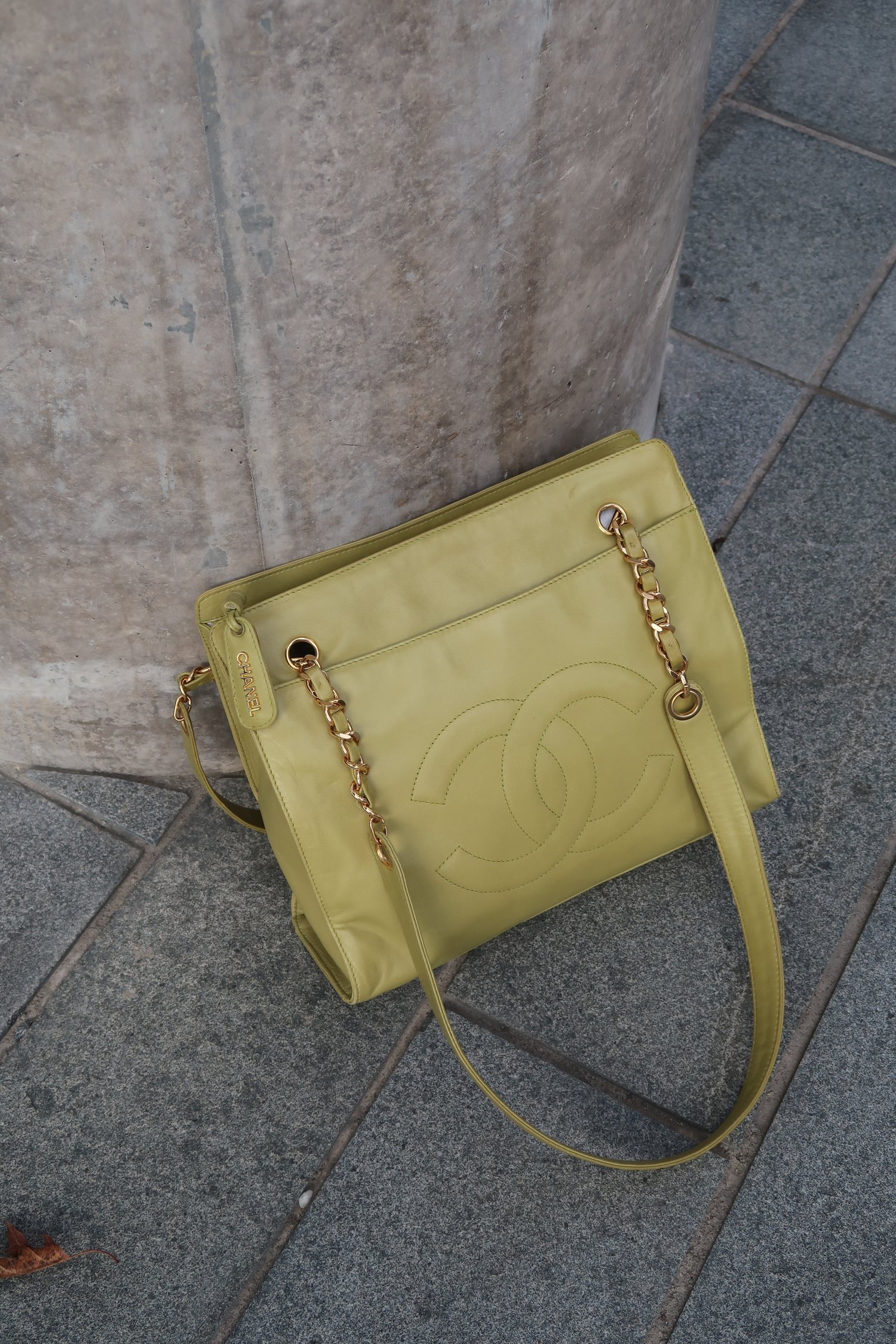 Chanel Timeless CC Logo Chain Tote Bag Green, 1996-1997 — Blaise Ruby Loves