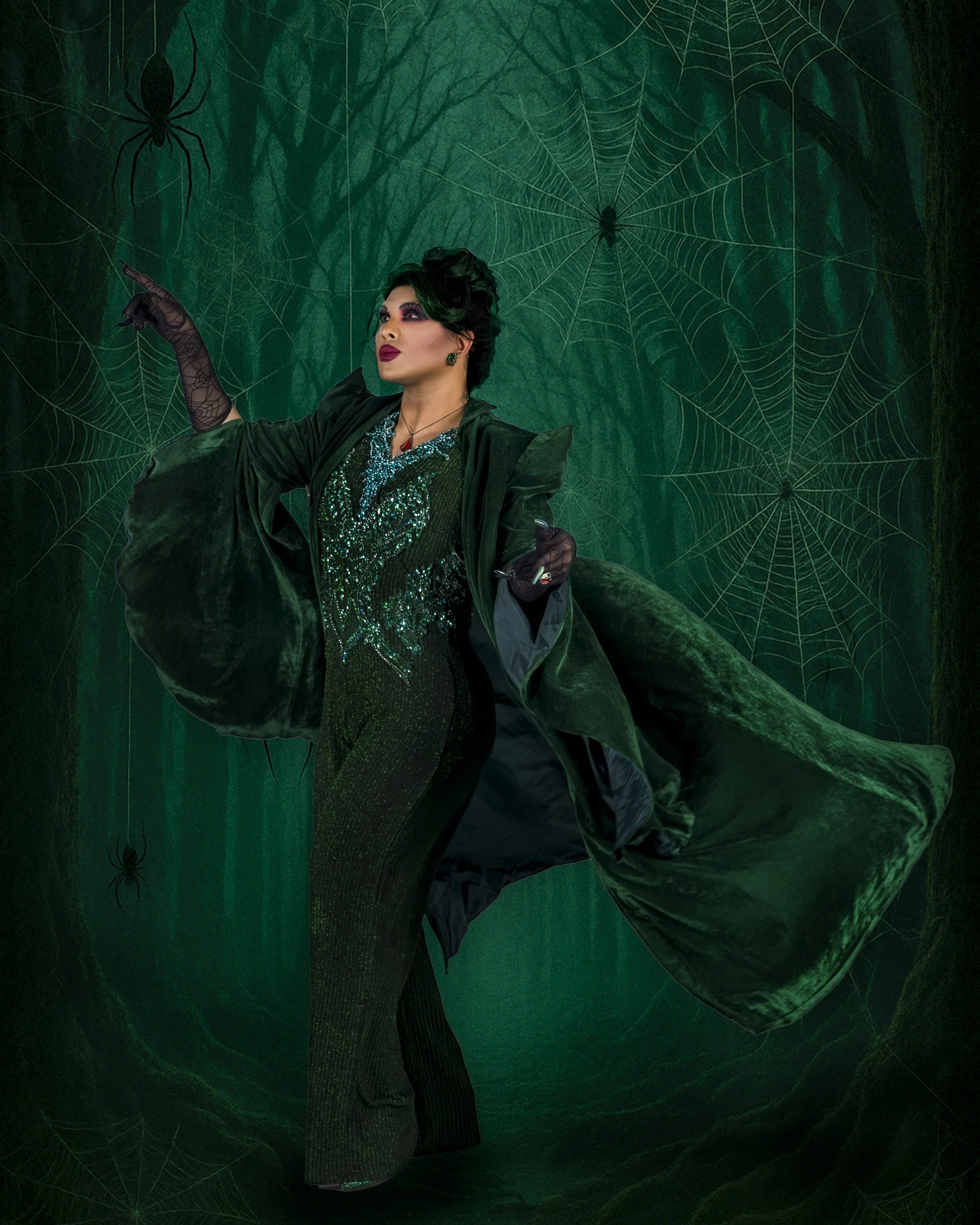 A second portrait of Colleen DeForrest as the Witch in Ventana Ballet's UNDEAD, with image editing, costume and styling by Navaji David Nava