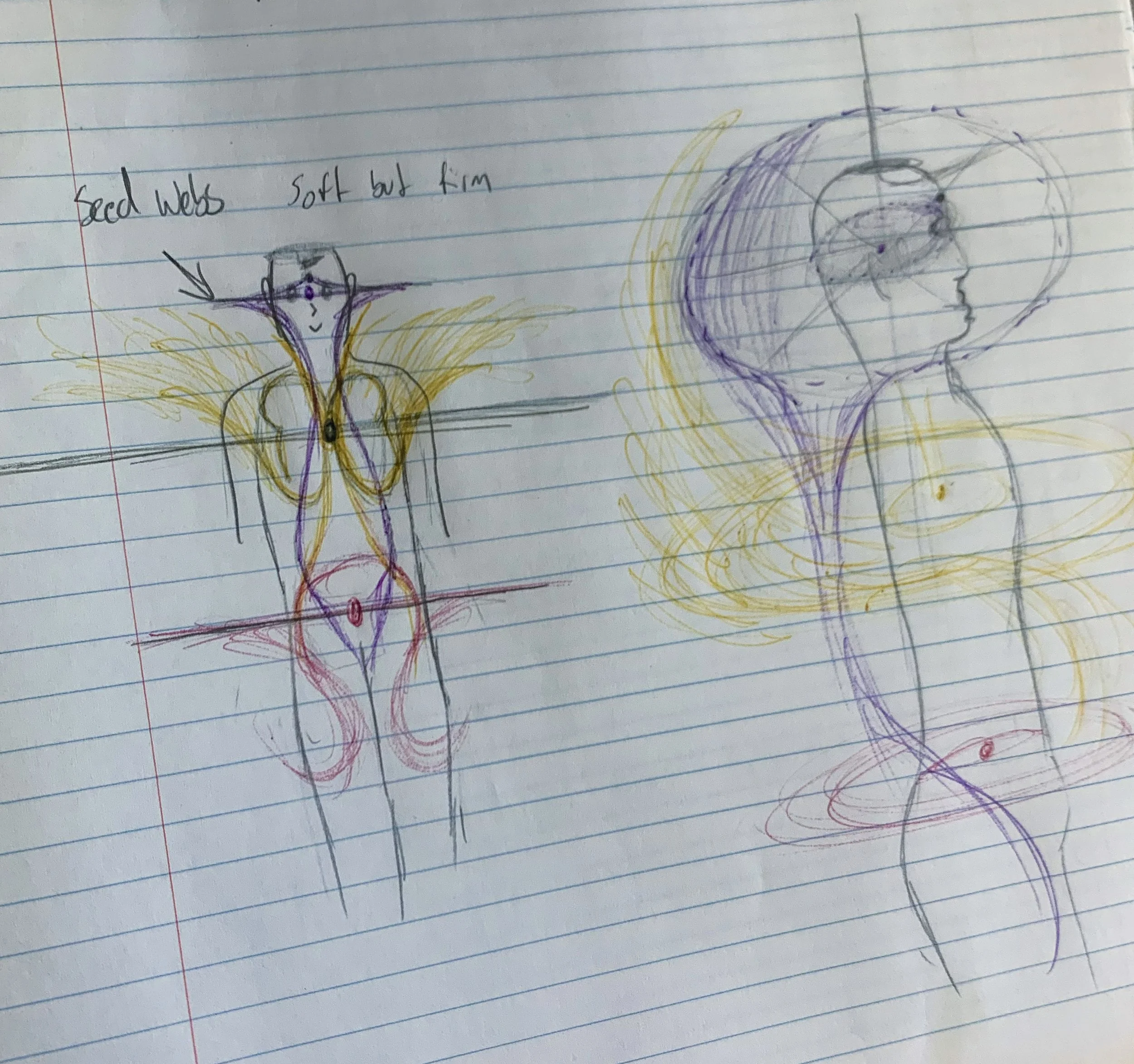 Process sketch for Astral Study I by Navaji David Nava, drawn after a clairvoyant observation