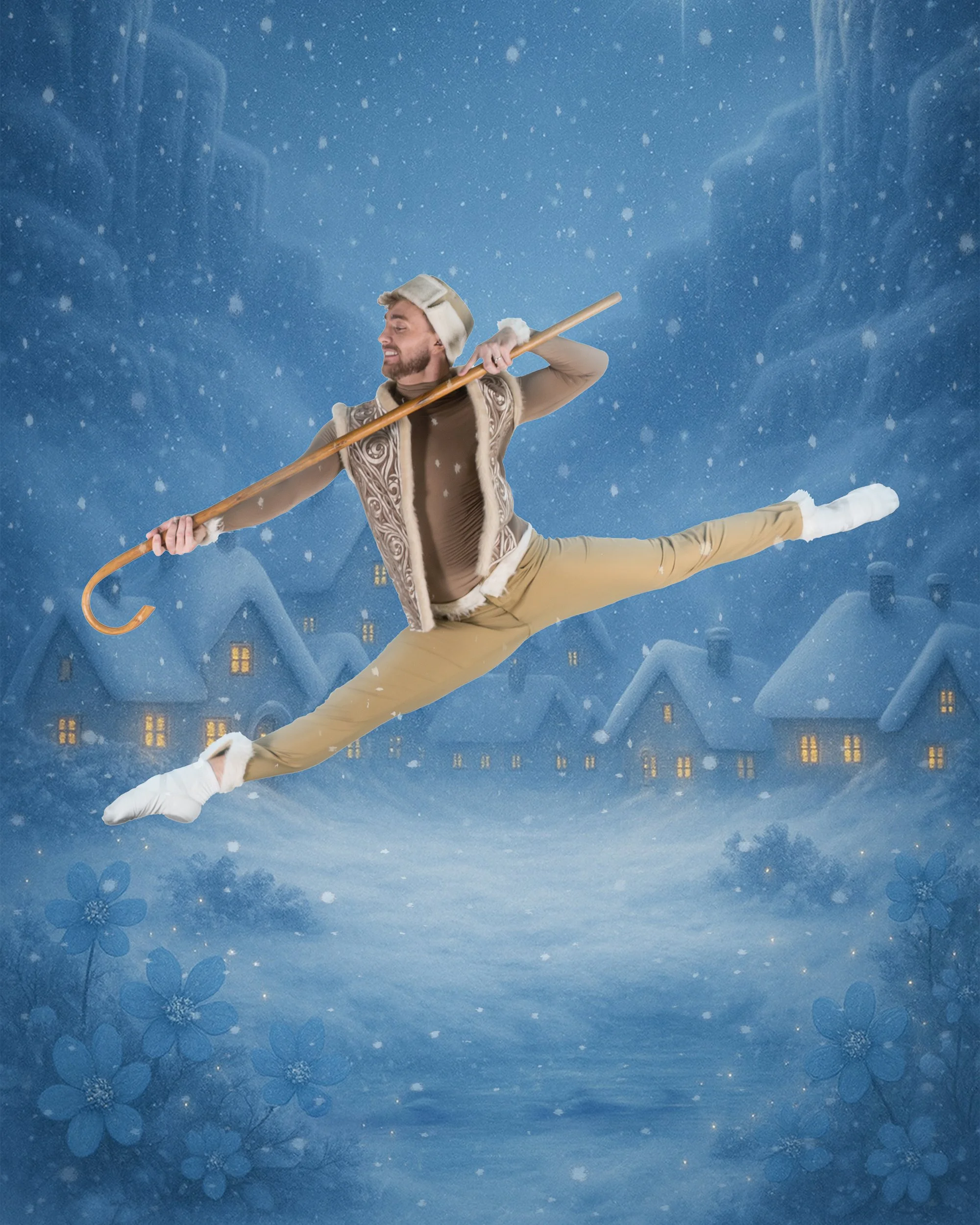Aidan DeWitt as Harold in Ventana Ballet's Frostbite, with image editing, costume and styling by Navaji David Nava
