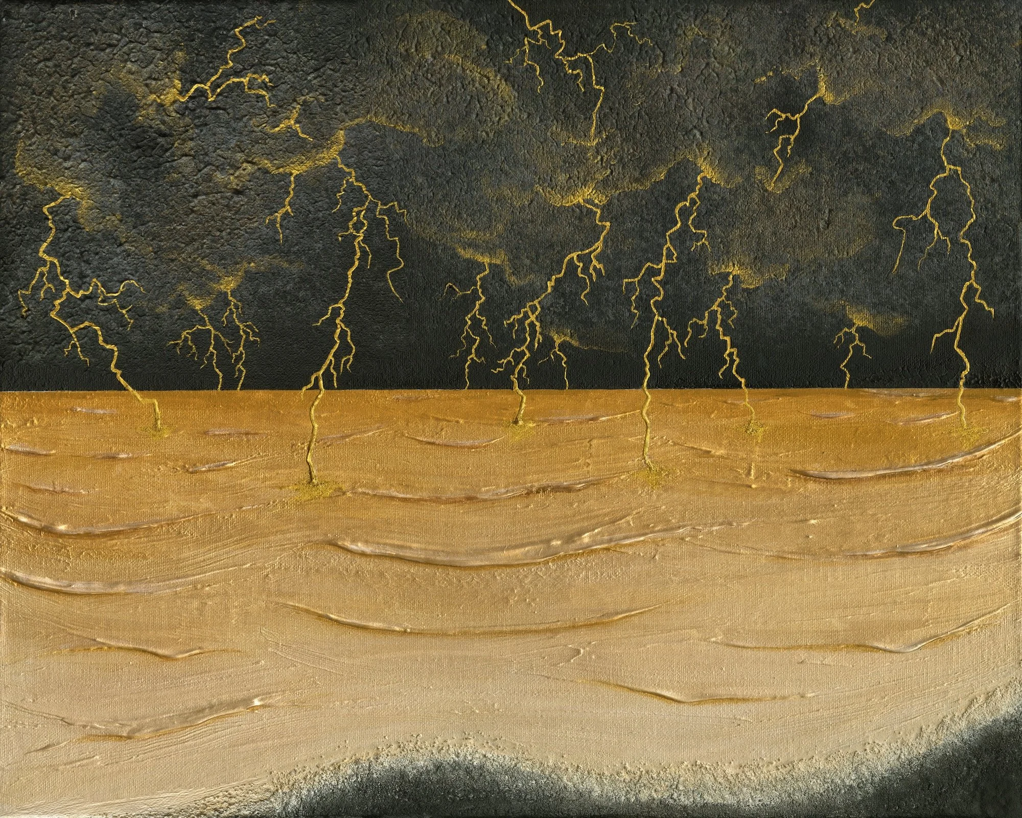 The Sea of Lightning, a mixed-media acrylic painting on canvas by Navaji David Nava