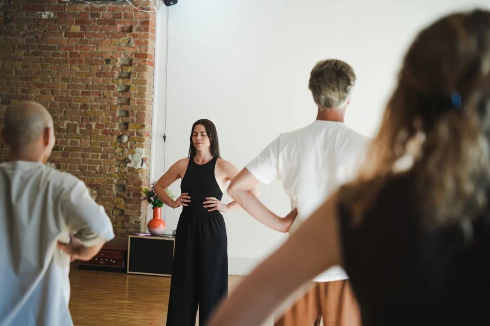 Kate Robinson leading a group breathwork session