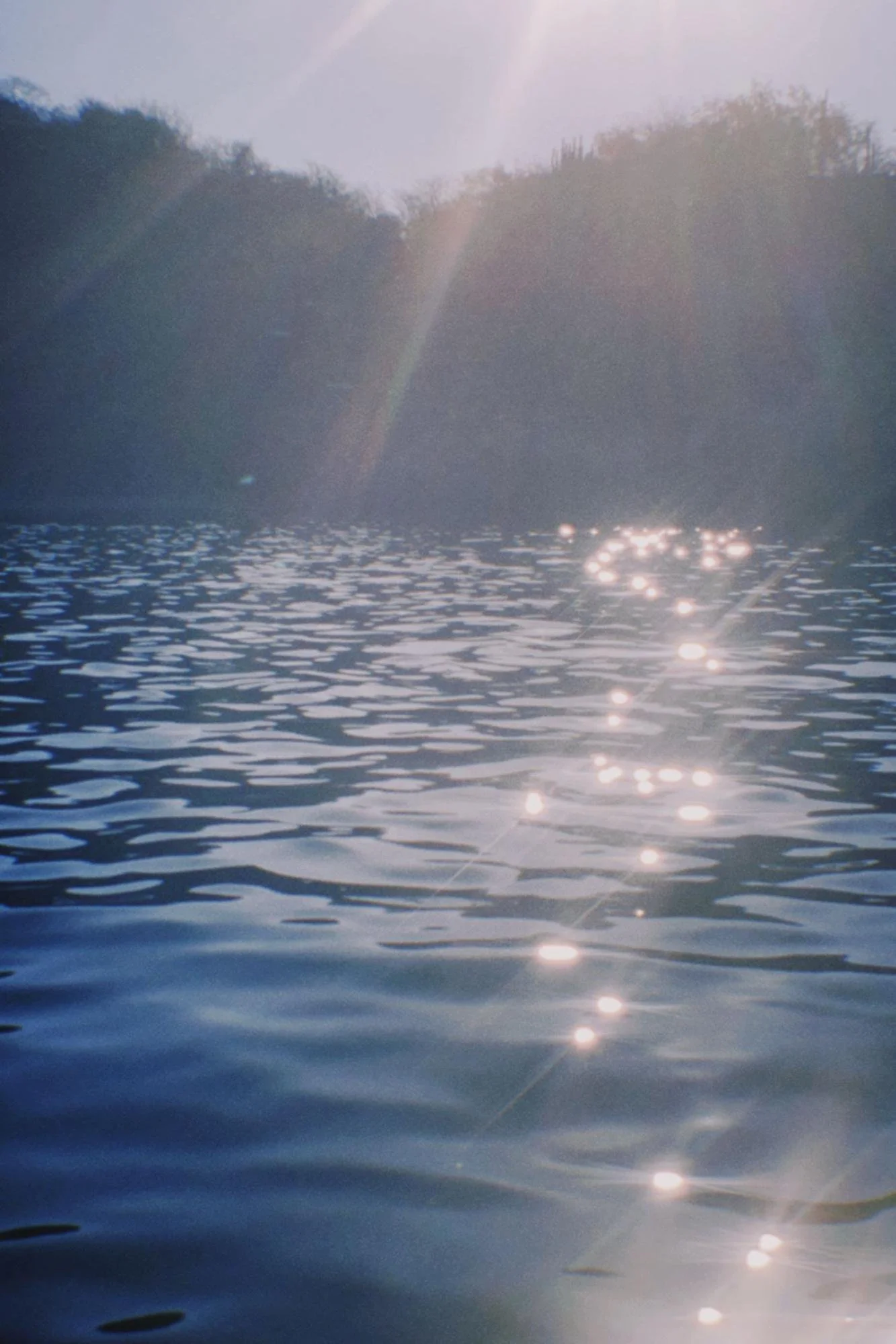 Sunlight glittering on calm water