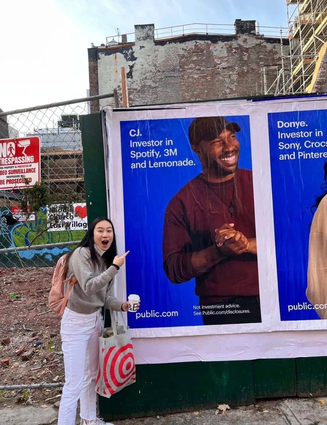 CJ Johnson on a Public.com billboard in New York City