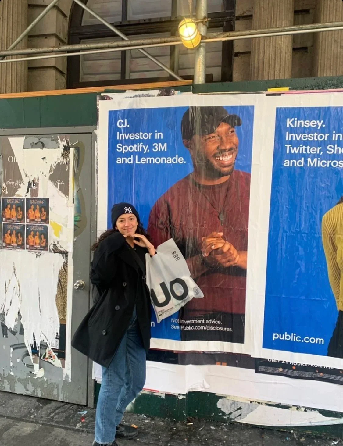 CJ Johnson on a Public.com billboard in New York