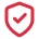 Icon of a red checkmark in a red shield