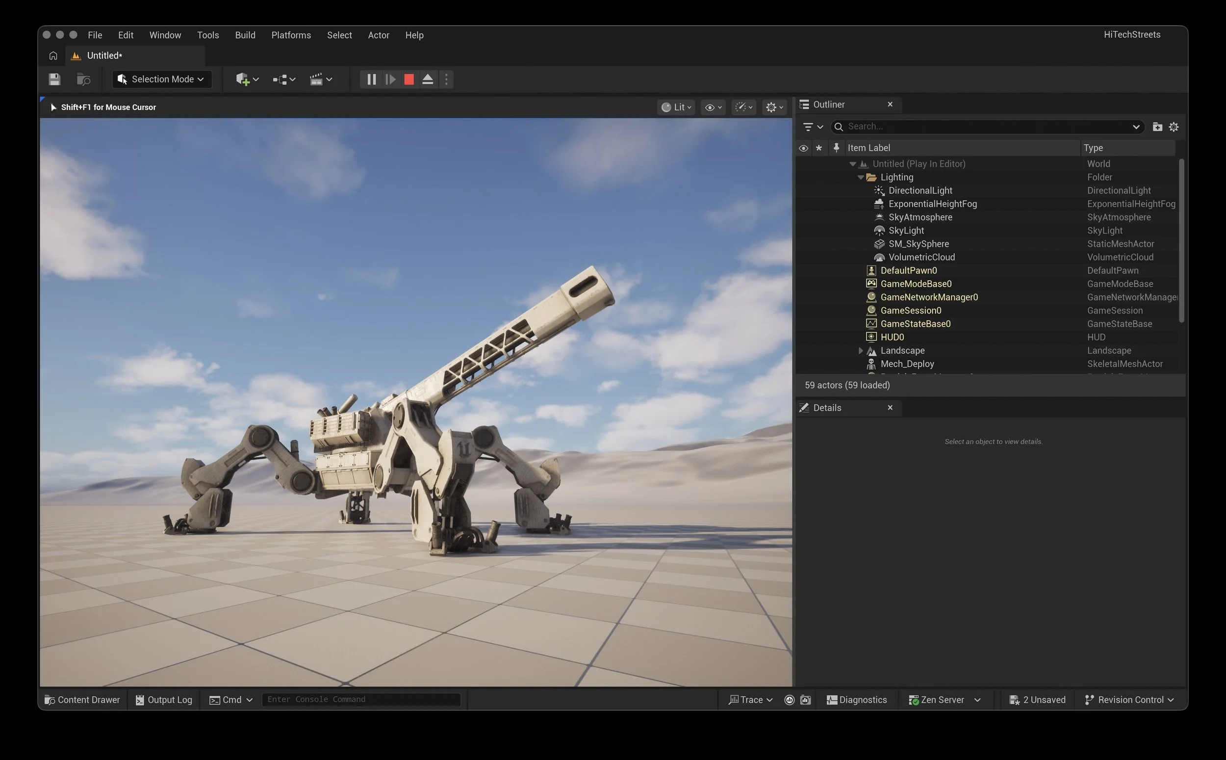 Unreal Engine mech environment example used for student projects