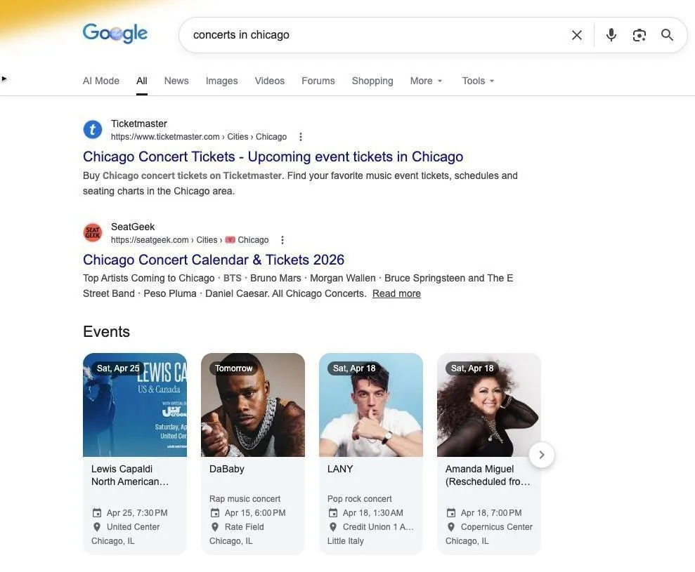 Google search results for 
