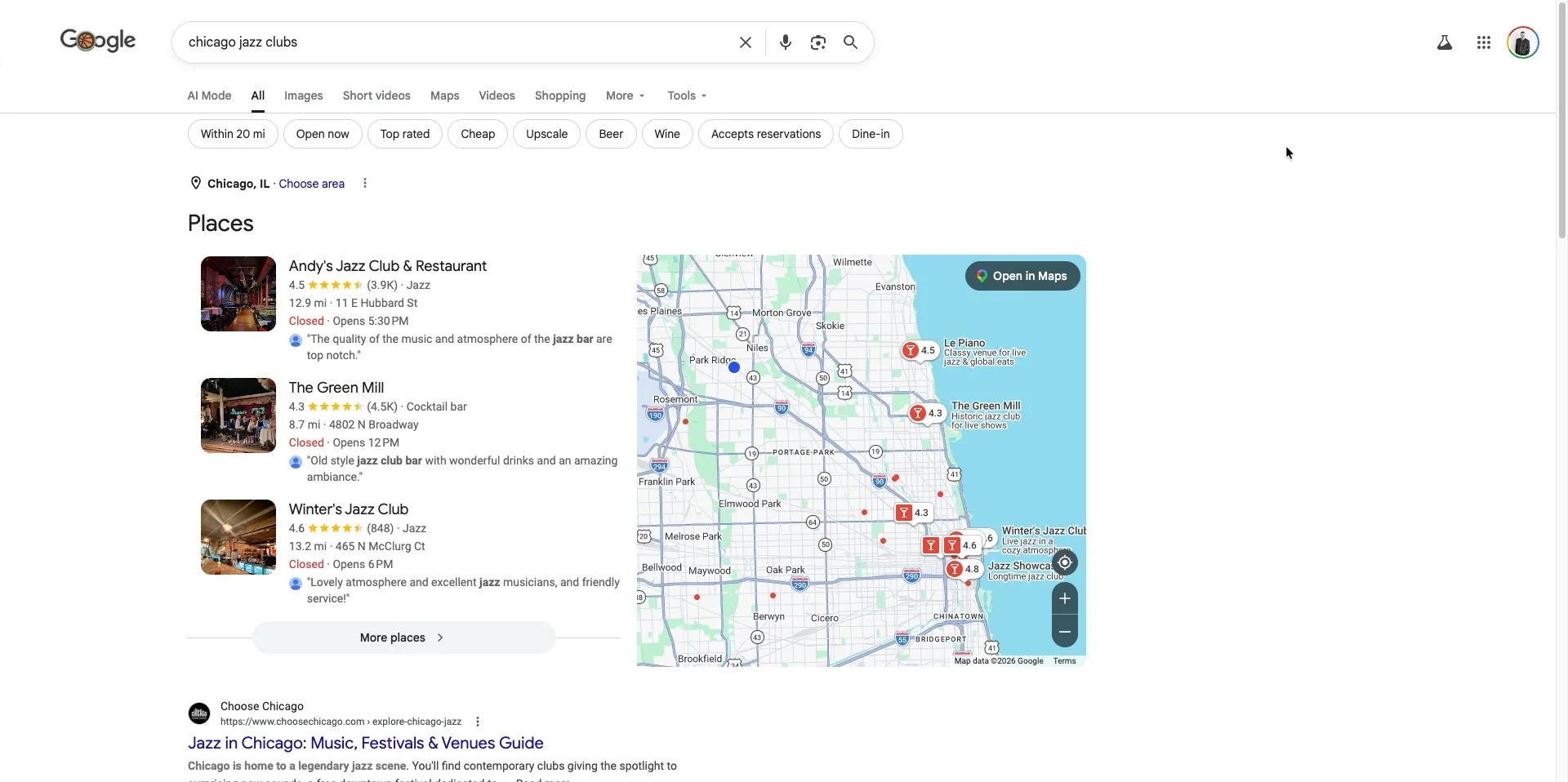 Google local results for 