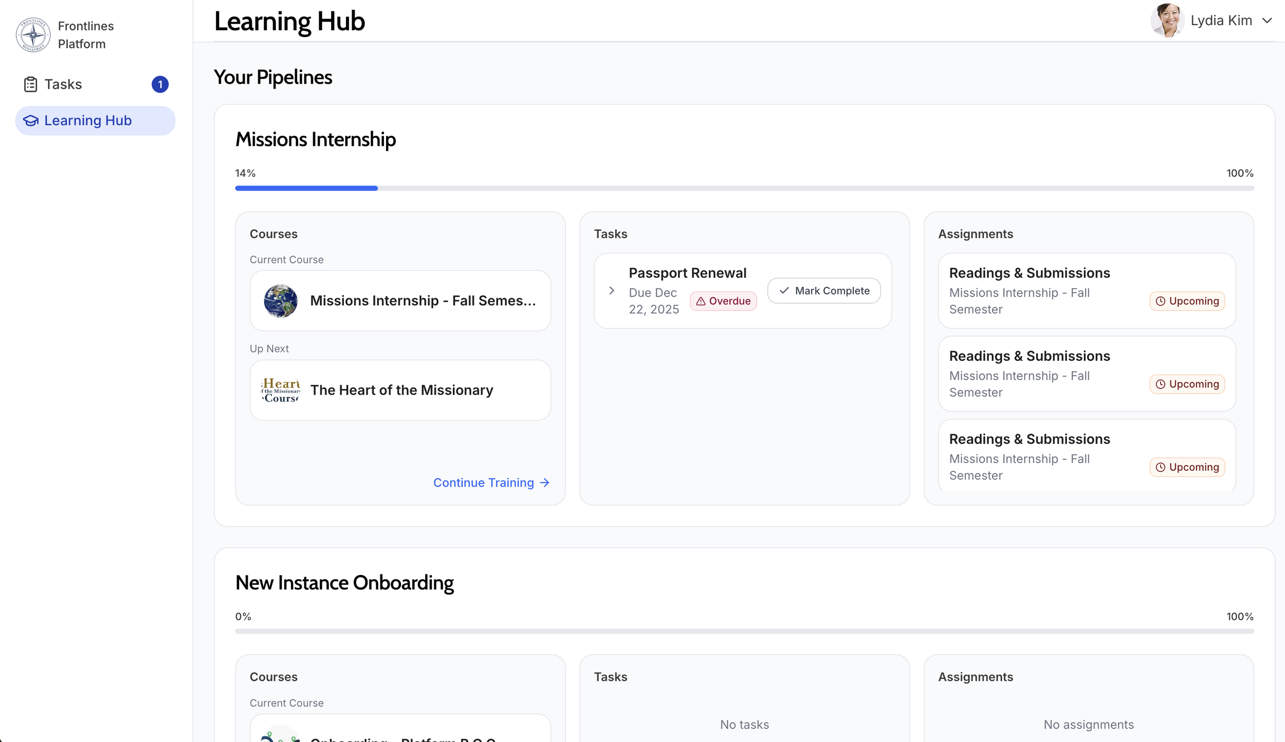 Learning Hub View