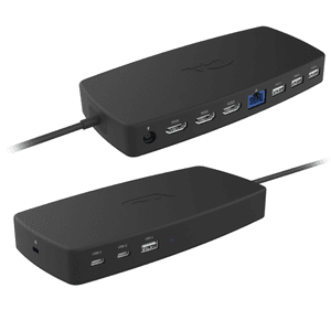 Cyber Acoustics DS-6000 docking station hero image showing compact design with multiple HDMI, USB-C, USB-A, and Ethernet ports