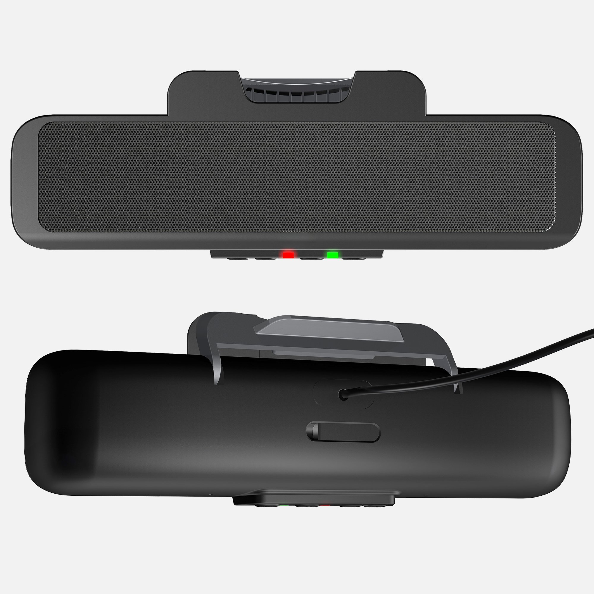front and back of the speakerbar