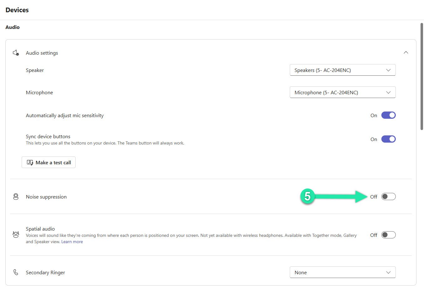 Headset used for Microsoft Teams calls